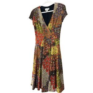0132 Joseph Ribkoff Paisley Fit Flare Dress US 8